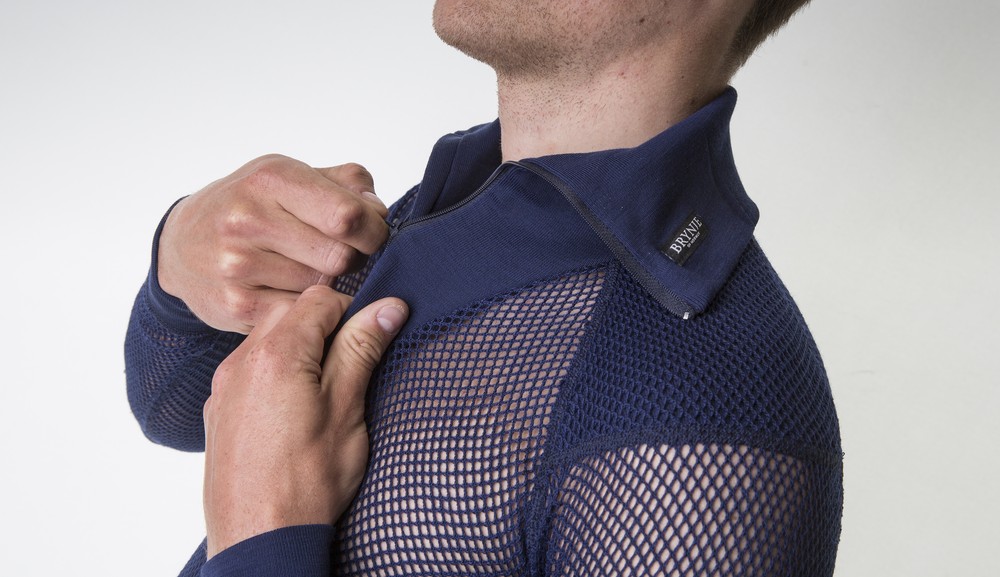 Super Thermo polo zip shirt med skulderinnlegg. Farge: MARINE